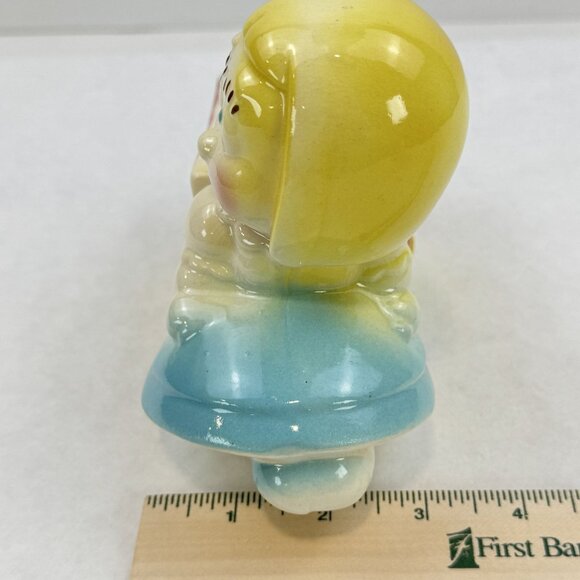 Vintage Ceramic Planter Wide Eyed Girl With Wheelbarrow Wagon MCM Collectible - Picture 10 of 10